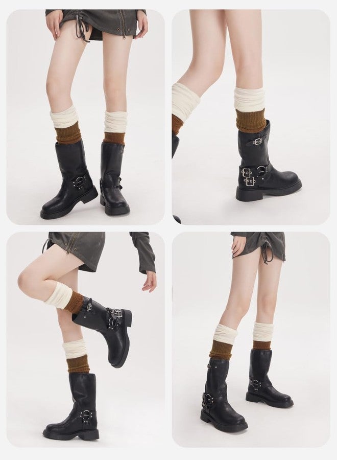 Soxbang Women's Leg Warmers Y2K Aesthetic, Baggy Retro Knit Over The Knee Thigh High Socks for Dance, Fitness, Cosplay, 23 Inch Long (Space Dye- Olive Green) - Image 4